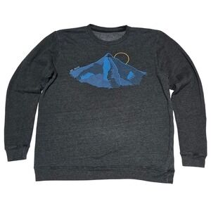 Mt Hood Topo Graphic Crewneck Sweatshirt Dark Gray XL PNW Outdoors Soft Cozy‎